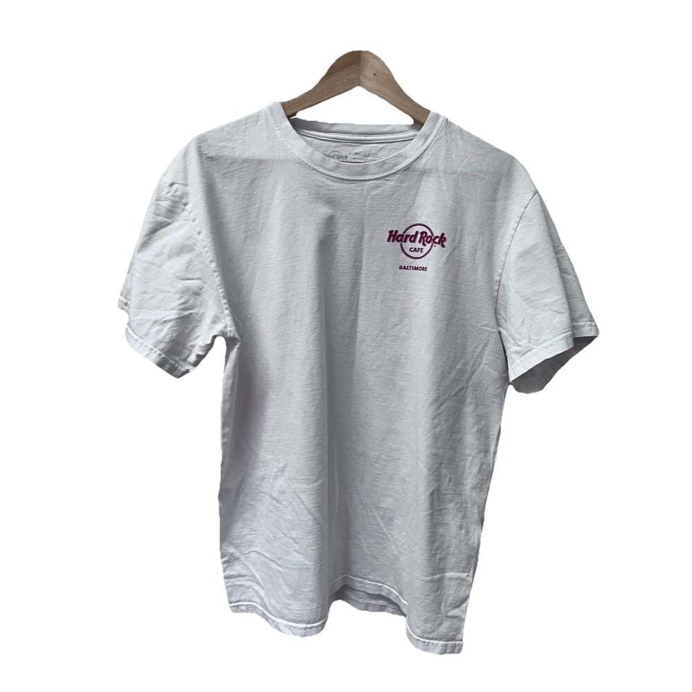 Vtg Hard Rock Cafe Baltimore Maryland Mens White T-Shirt Sz Large Short Sleeve
